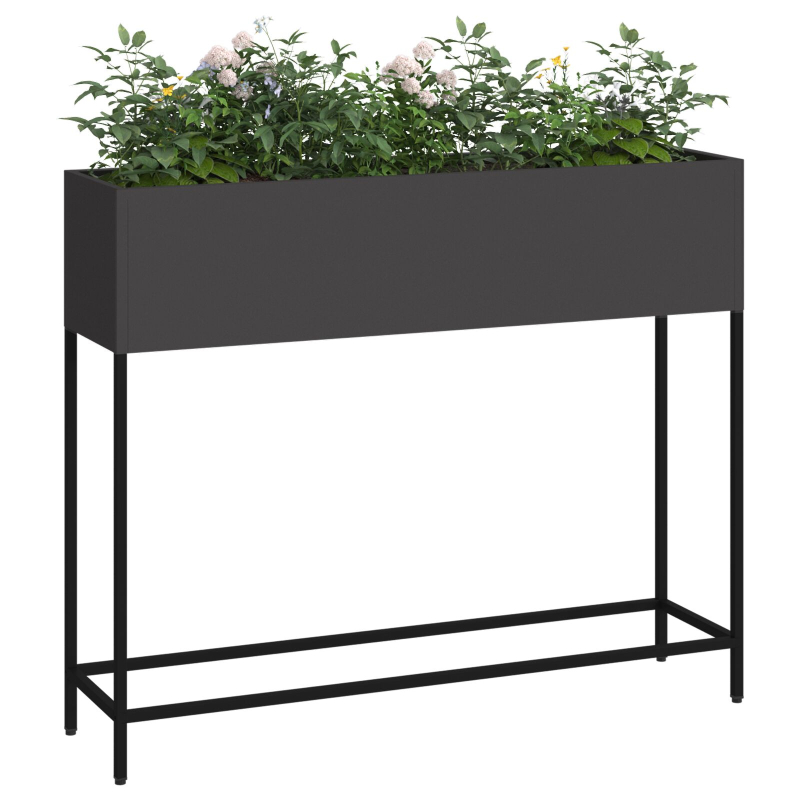 Hochbeet 100x26x82 cm Schwarz Stahl
