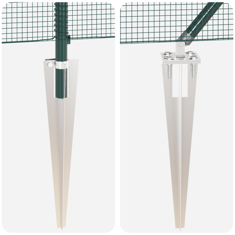 Zaunpfosten Set Set mit 2 Grün Mit PVC beschichtet 10 x 1 m