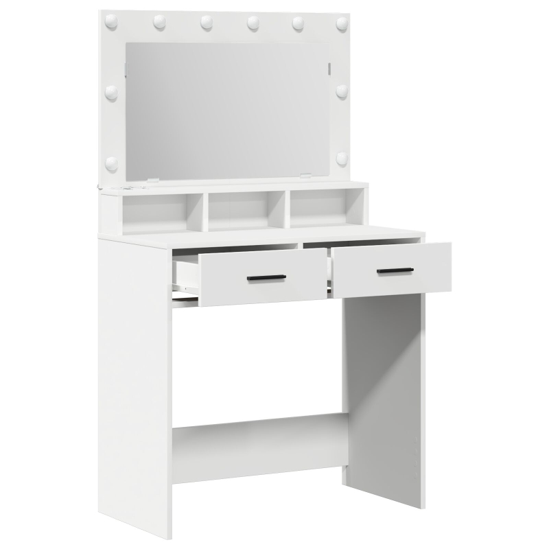 Schminktisch mit LED-Lichtern, Weiß, 79x41x135 cm