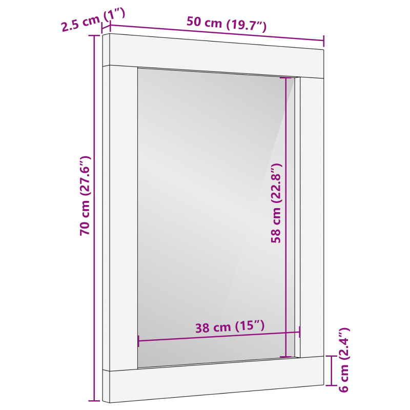 Badezimmerspiegel 50x70x3 cm Massivholz Akazie