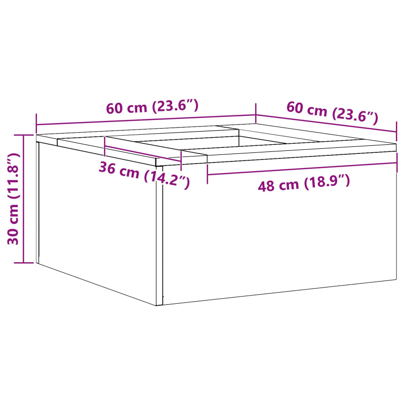 Feuerstelle Quadrat Schwarz 60x60x30 cm Stahl