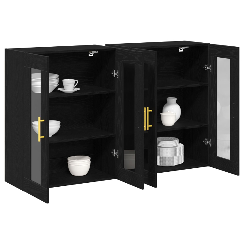 Wandmontierter Schrank Set von 2 Schwarze Eiche Holzwerkstoff