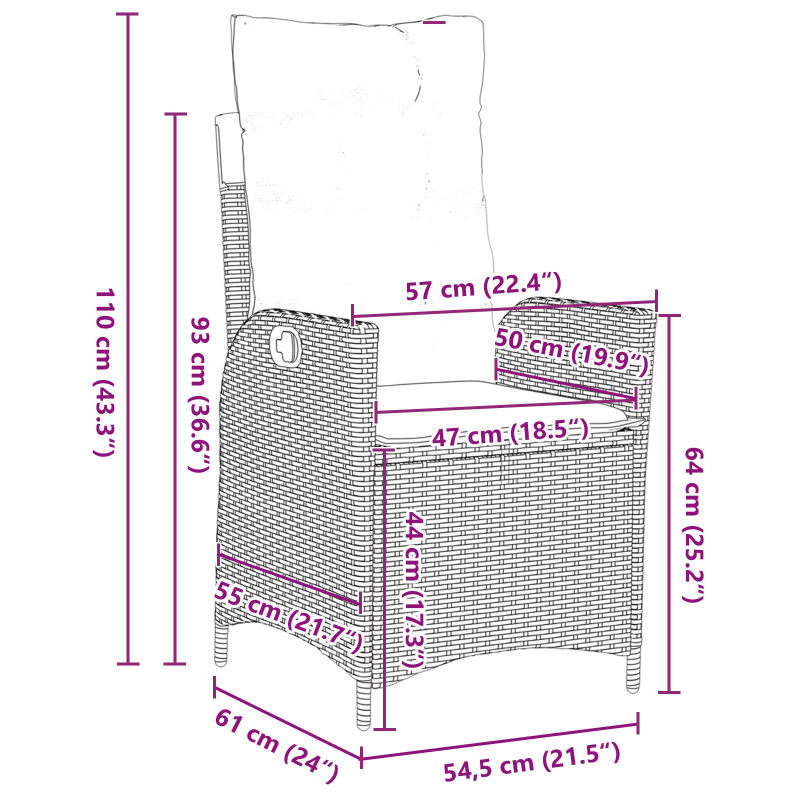7-teiliges Garten-Esszimmer-Set mit Kissen - Beige - Poly-Rattan