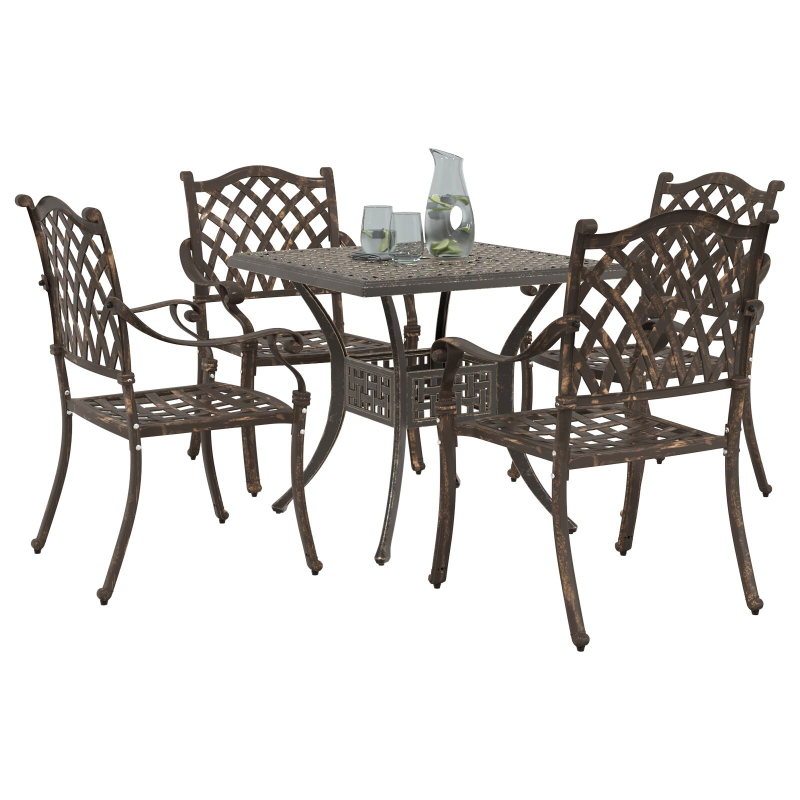 5-teiliges Garten-Esszimmer-Set aus Gussaluminium