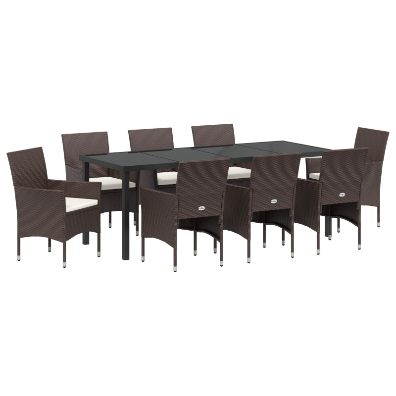 9-teiliges Garten-Essset Braun Poly-Rattan