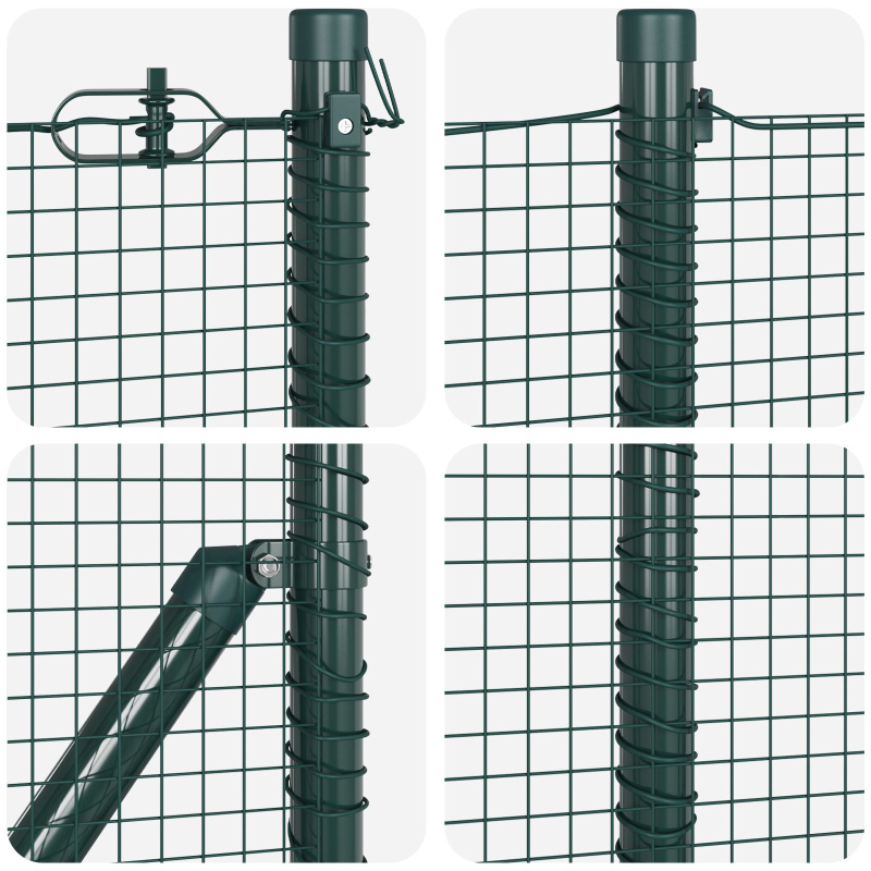 Geschweißter Drahtzaun mit 13 Spike-Pfosten, Grün, 1x25 m, Stahl