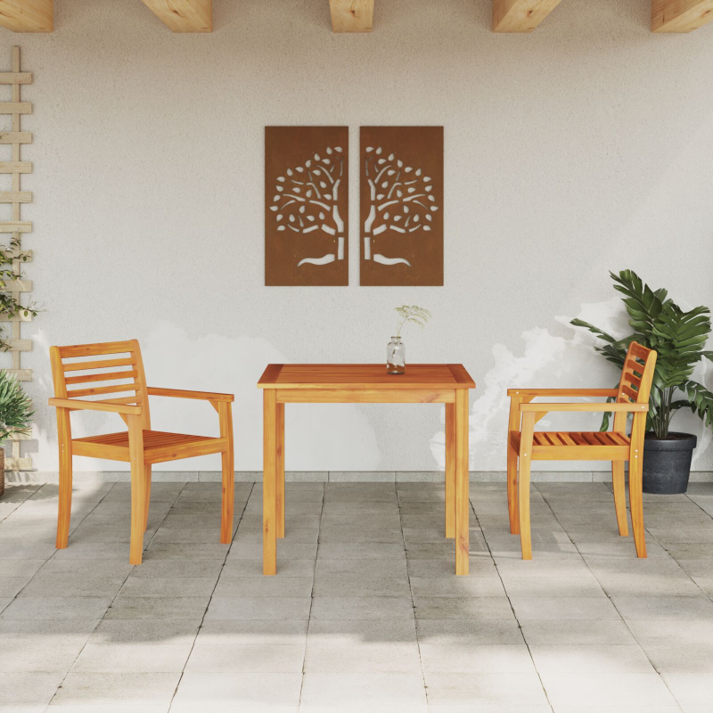 3-teiliges Garten-Esszimmer-Set aus massivem Akazienholz