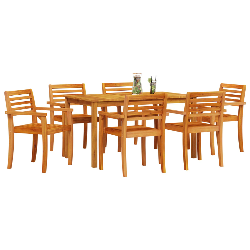 7-teiliges Garten-Dining-Set aus massivem Akazienholz