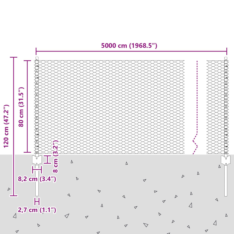Zaunpfosten 11 Stück U-Kanal Grün 80 cm Stahl, Sechseckzaun Grün 0,8x50 m Stahl
