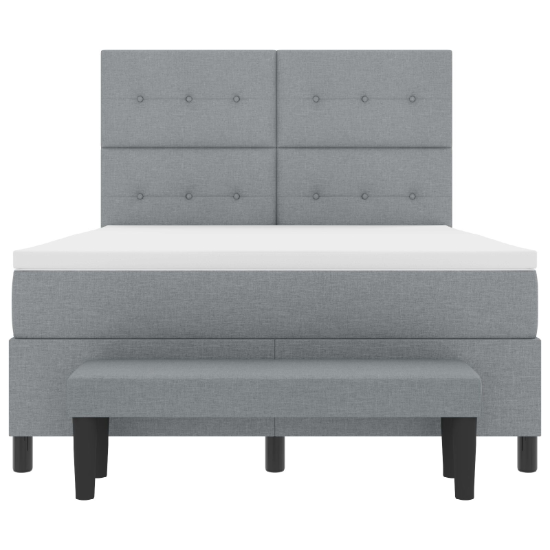 Boxspringbett mit Matratze & Bank Hellgrau 140x200 cm Stoff