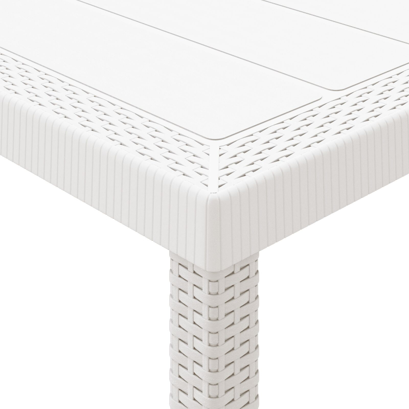 11-teiliges Garten Essgruppe mit Kissen Weiß Poly-Rattan
