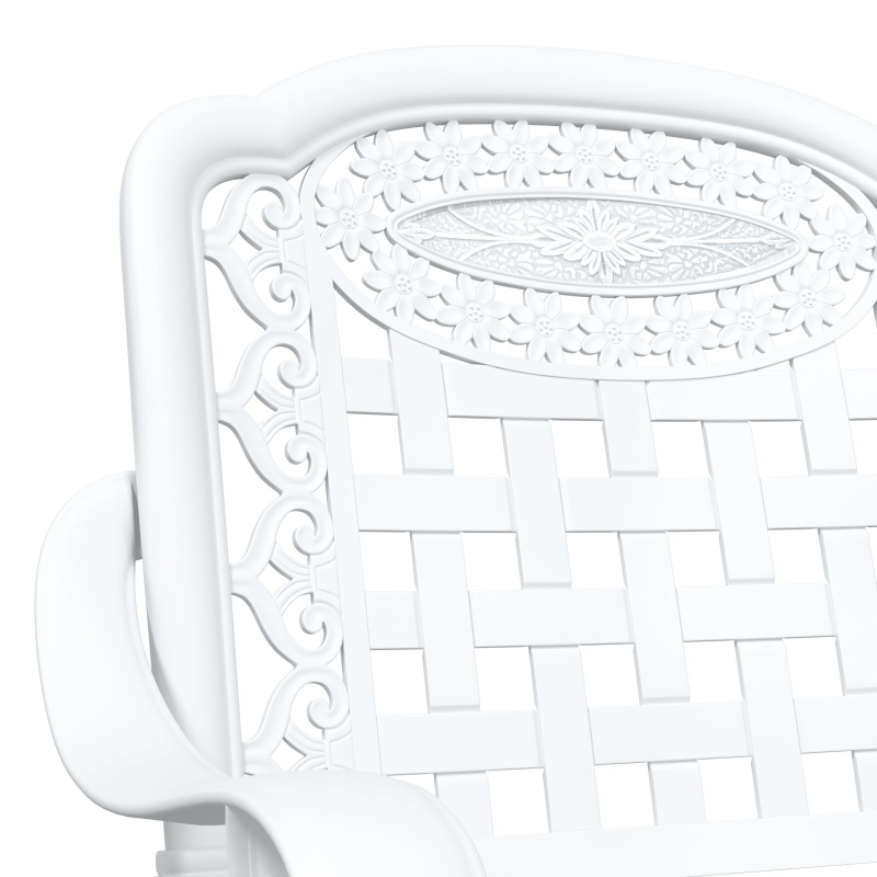 3-teiliges Garten Bistro Set Weiß aus Gusseisen