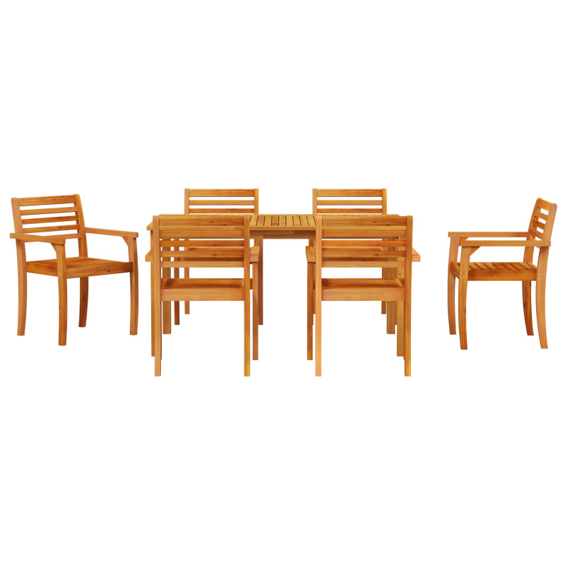 7-teiliges Garten-Esszimmer-Set aus massivem Akazienholz