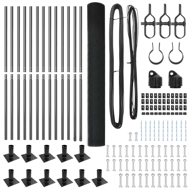 Zaunpfosten-Set 2er Set Grau Metall, PVC 25 x 1,5 m Langlebig