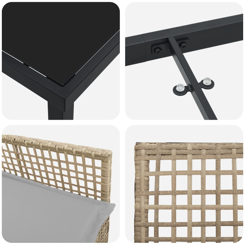 5-teiliges Garten Essgruppe mit Kissen Beige Poly Rattan