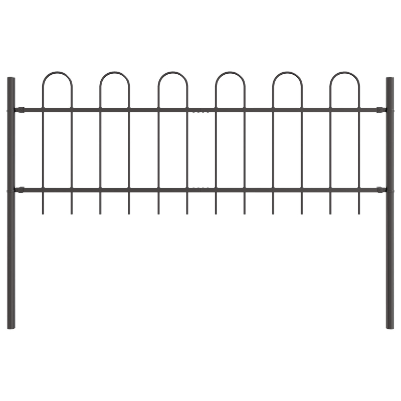 Gartenzaun mit Bogenoberteil Grau 3,4x0,6 m Stahl