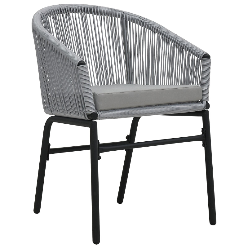 5-teiliges Garten-Esszimmer-Set Graues Poly-Rattan
