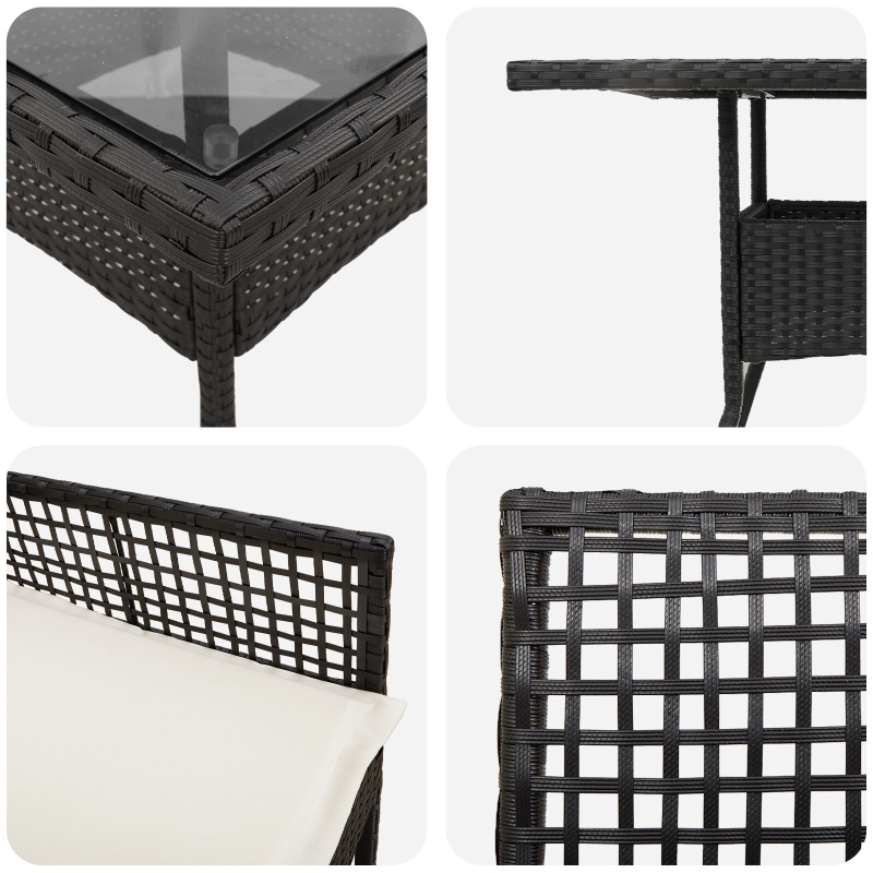 5-teiliges Garten Essgruppe Schwarz Poly-Rattan