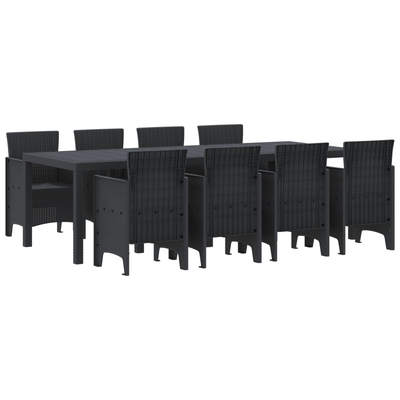 9-teiliges Garten Essset Anthrazit Poly-Rattan