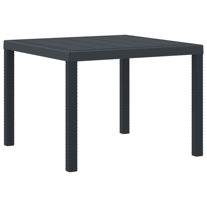5-teiliges Garten Essset mit Kissen Anthrazit Poly Rattan