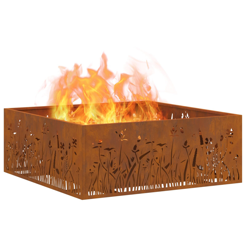 Feuerstelle Quadrat 80x80x30 cm Wetterbeständiger Stahl