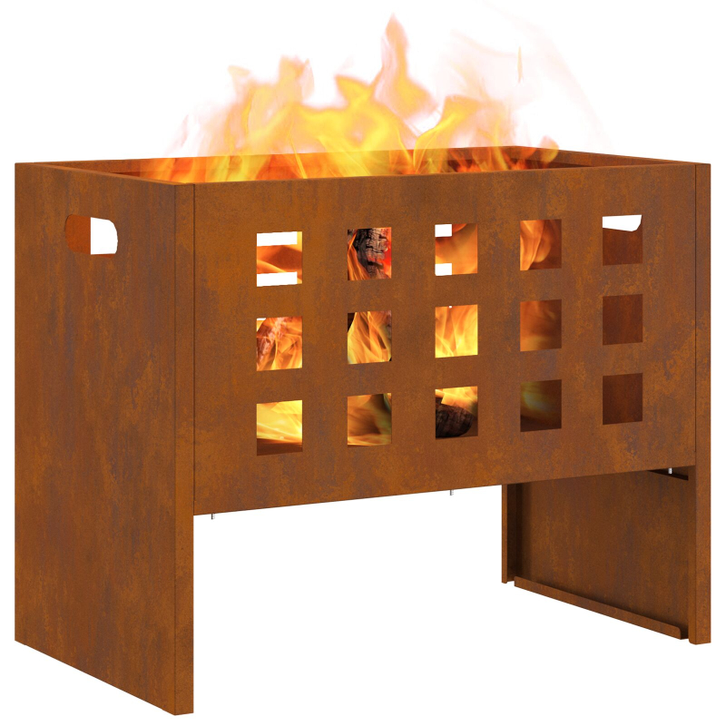 Feuerschale Rechteckig 50x30x40 cm Wetterfestes Stahl