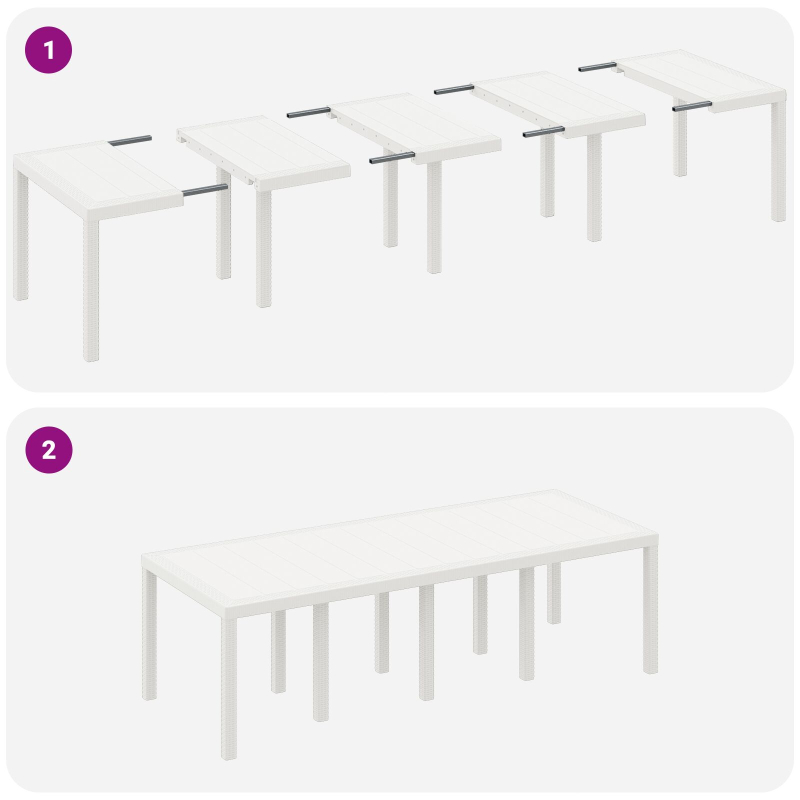 11-teiliges Garten Essgruppe mit Kissen Weiß Poly-Rattan