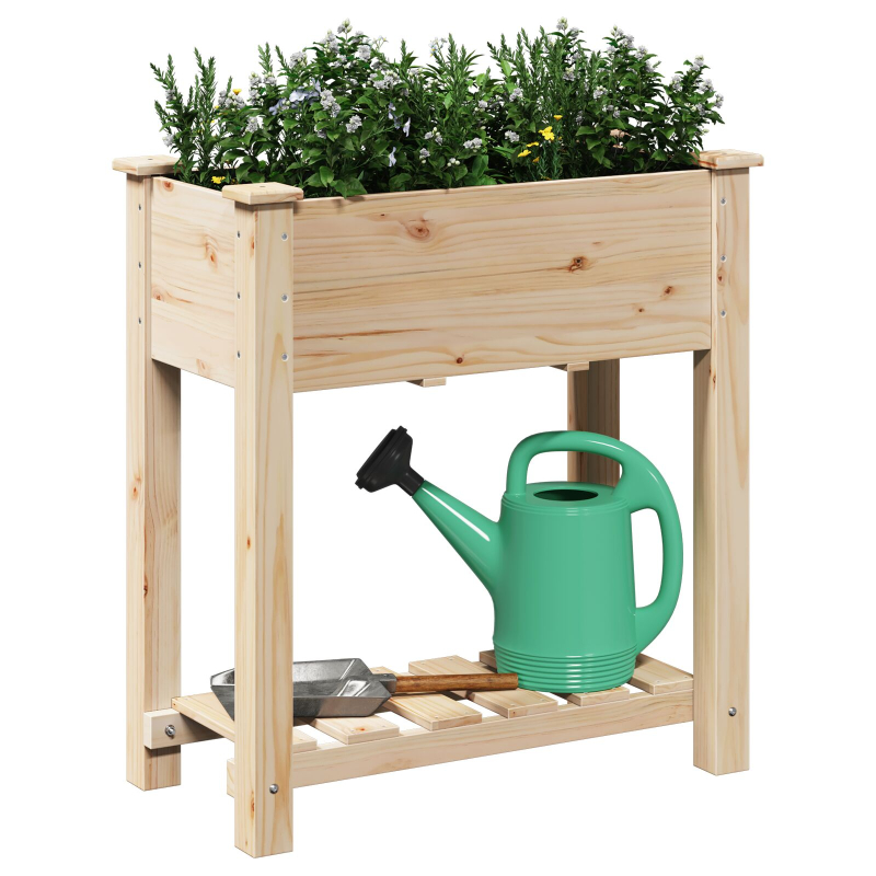 Gartenpflanzer mit Regal 71x37x76 cm aus solidem Kiefernholz