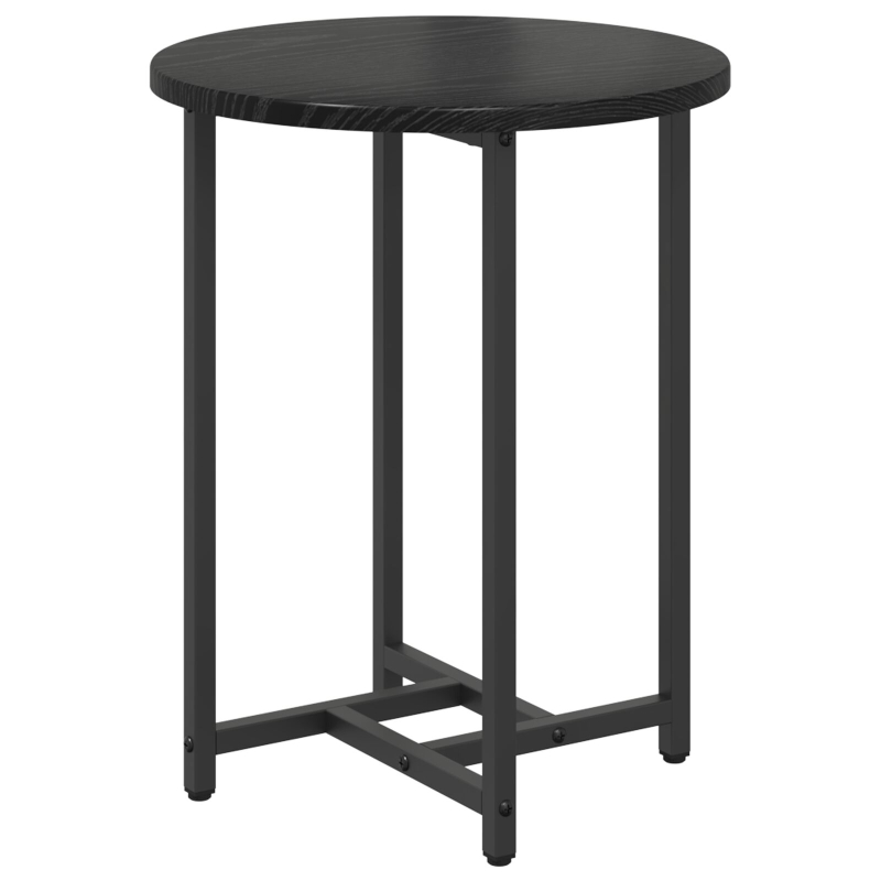 Beistelltisch 2er Set Schwarz aus Eichenfurnier und Metall
