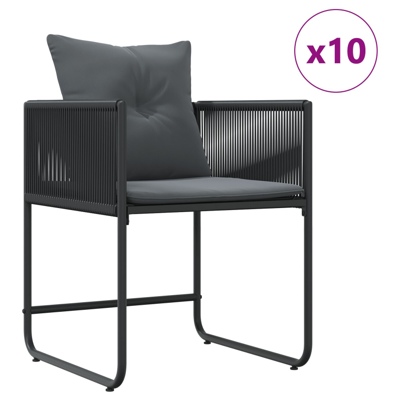 13-teiliges Gartentischset mit Kissen aus Stahl und Poly-Rattan