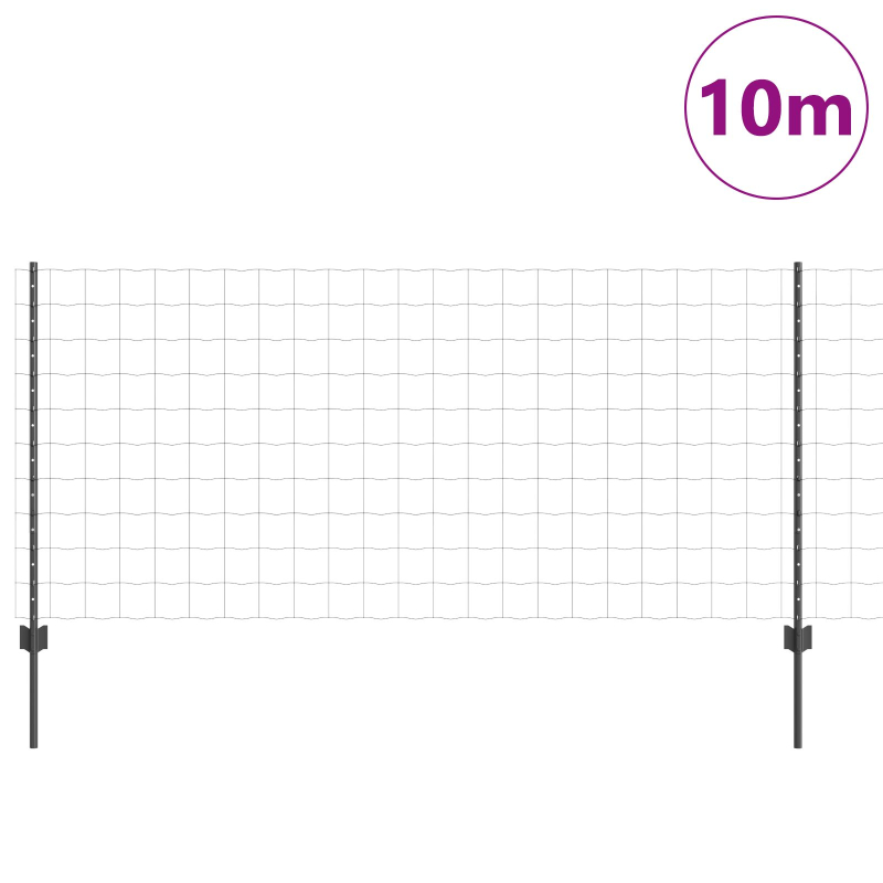 Gartenzaunset Set aus 2 Grau Pulverbeschichteter Stahl 10 x 1 m