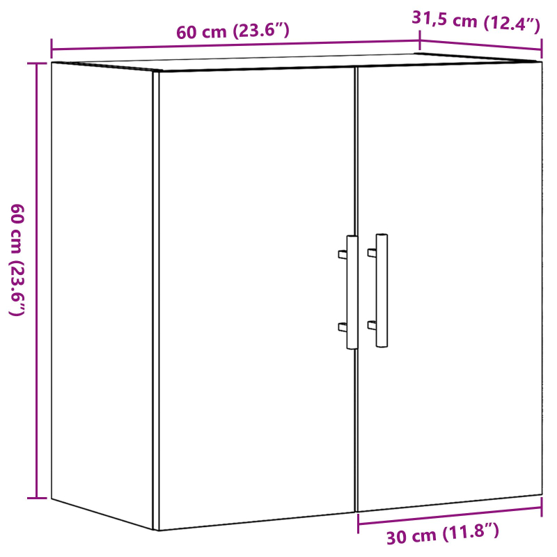 Wandregal Artisan Eiche 60x31,5x60 cm Holzwerkstoff