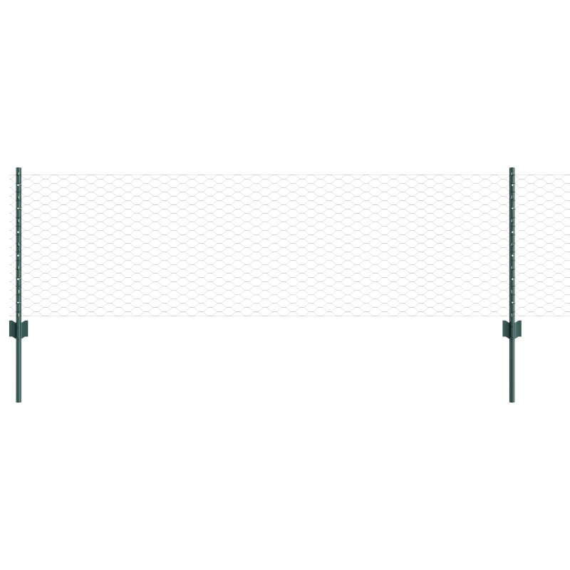 Zaunpfosten 11 Stück U-Channel Grün 60 cm Stahl, Sechseckzaun Grün 0,6x25m Stahl