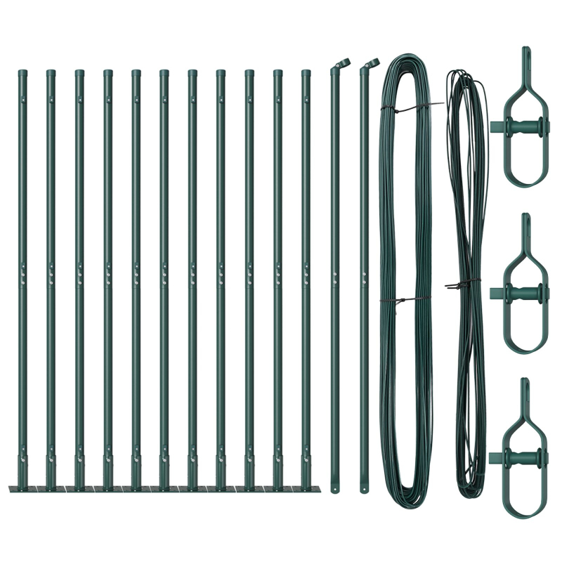 Zaunpfosten Set 26 Teile Grün Metall 3,2 x 3,2 x 83,5 cm