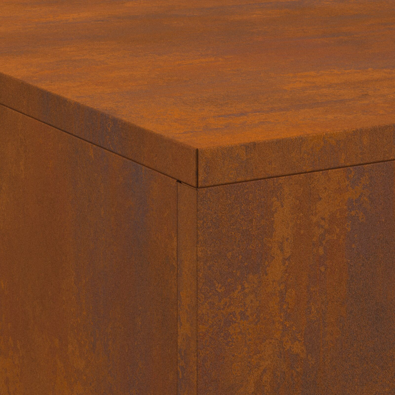 Feuerstelle mit Holzlager 100x100x30 cm Wetterstahl