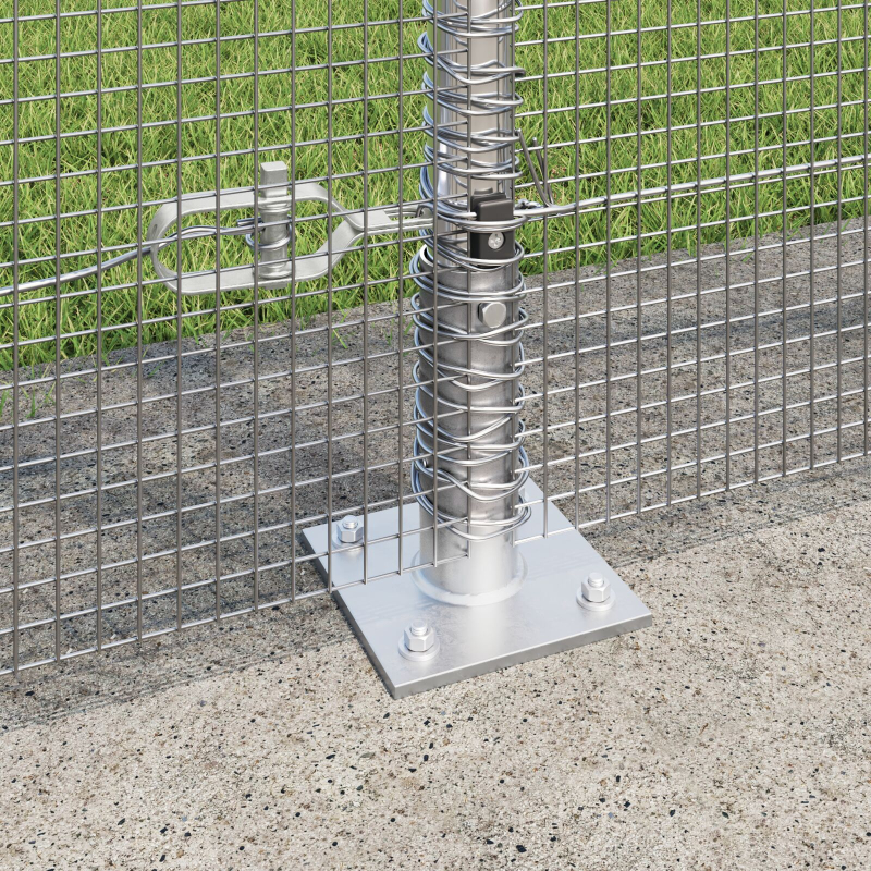 Geschweißter Drahtzaun mit 7 Flanschpfosten 1,6x10 m Verzinkter Stahl