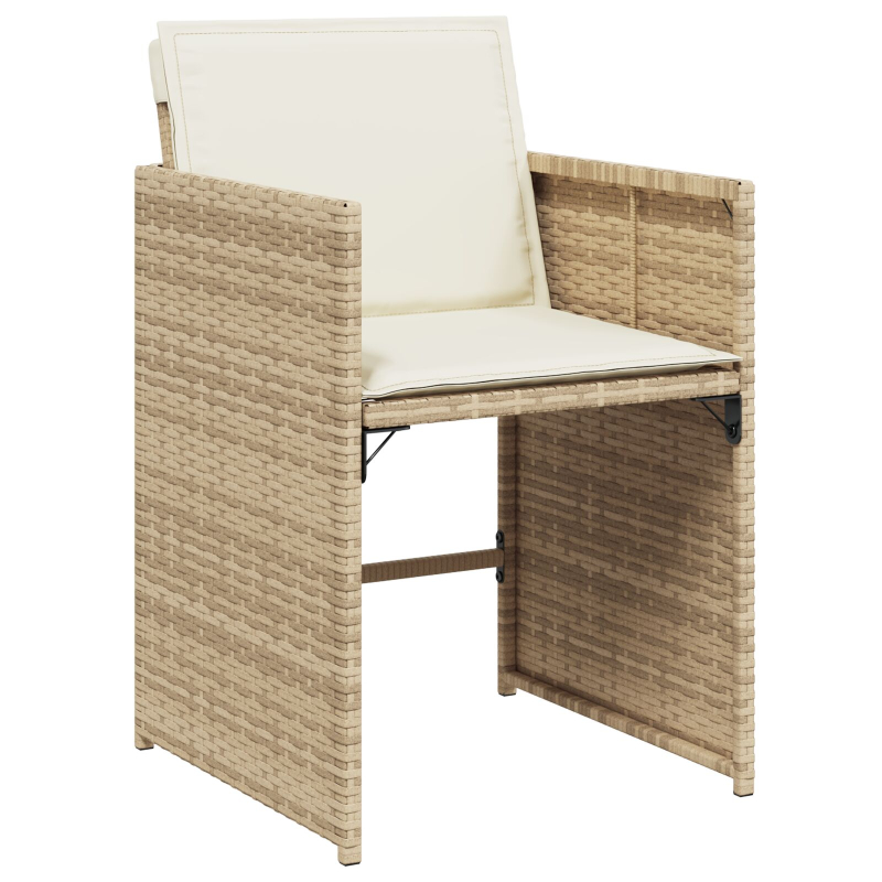 5-teiliges Garten-Essstuhlset mit Kissen Beige Poly-Rattan