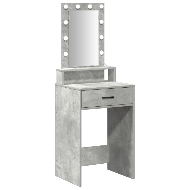 Schminktisch mit LED-Lichtern Beton-Grau 50x41x140 cm