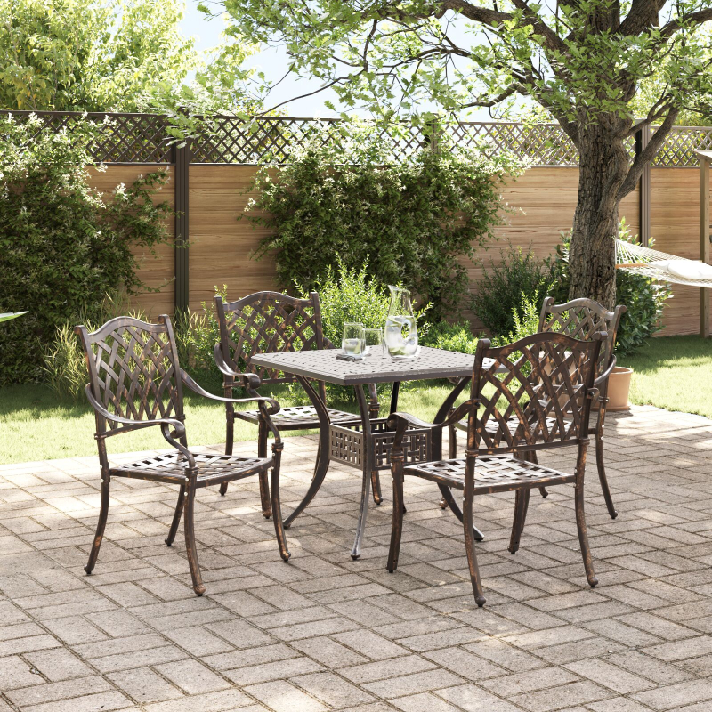 5-teiliges Garten-Esszimmer-Set aus Gussaluminium