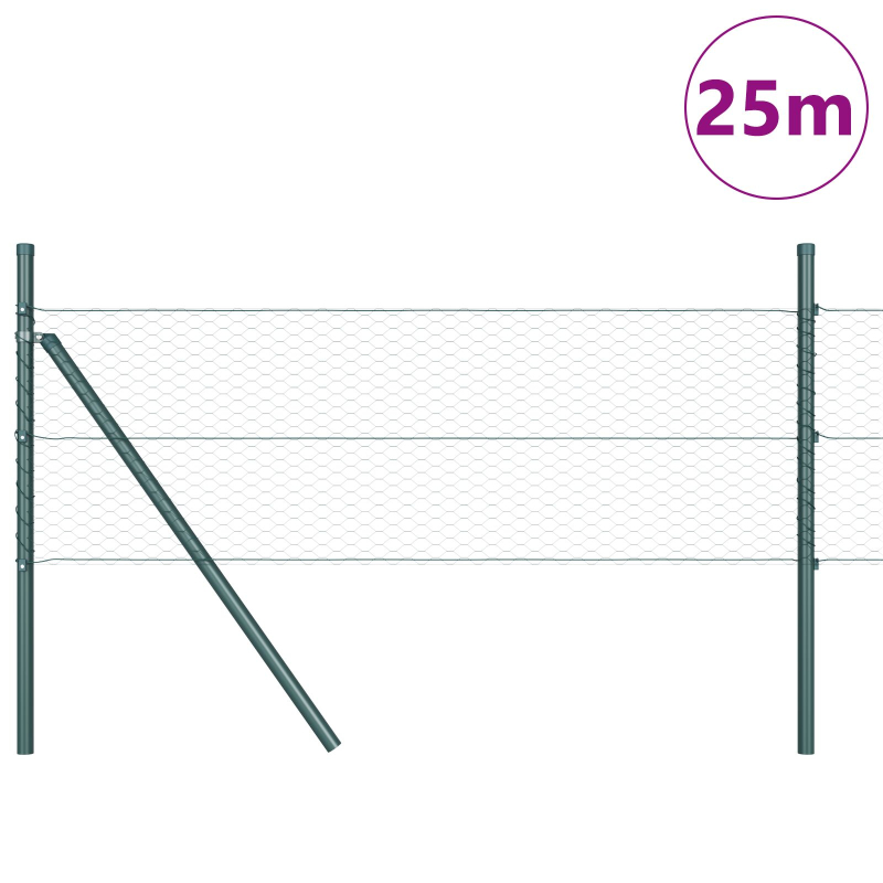 Zaunset Set aus 2 Waldgrün Pulverbeschichteter Stahl 25 x 0,5 m