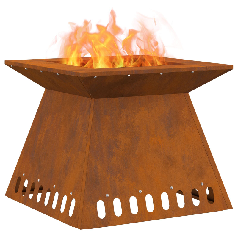 Feuerstelle 48x48x40 cm Wetterstahl