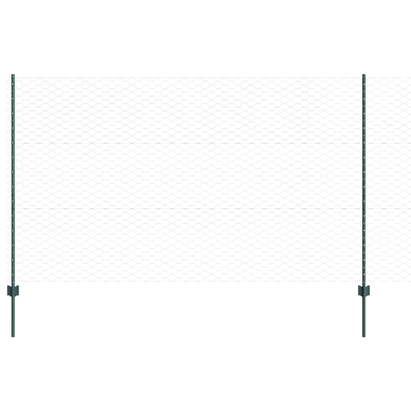 Zaunpfosten 5 Stück U-Kanal Grün 140 cm Stahl, Sechseckzaun Grün 1,4x10 m Stahl
