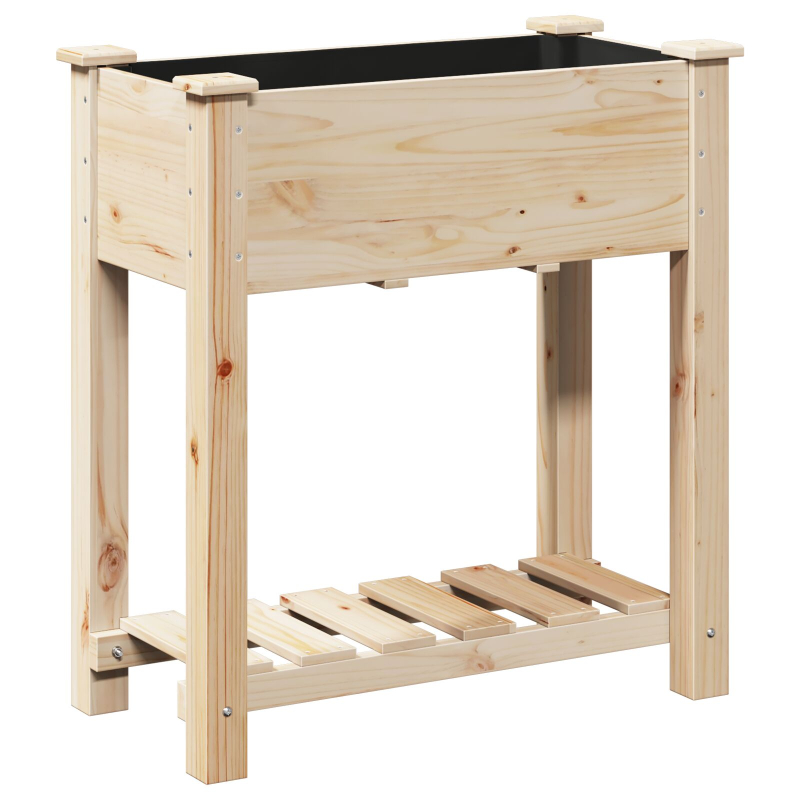 Gartenpflanzer mit Regal 71x37x76 cm aus solidem Kiefernholz