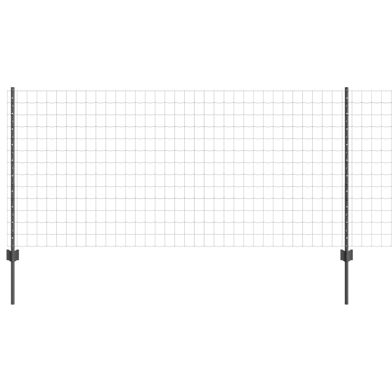 Euro Zaun mit 10 U-Pfosten Grau 1x10 m Stahl