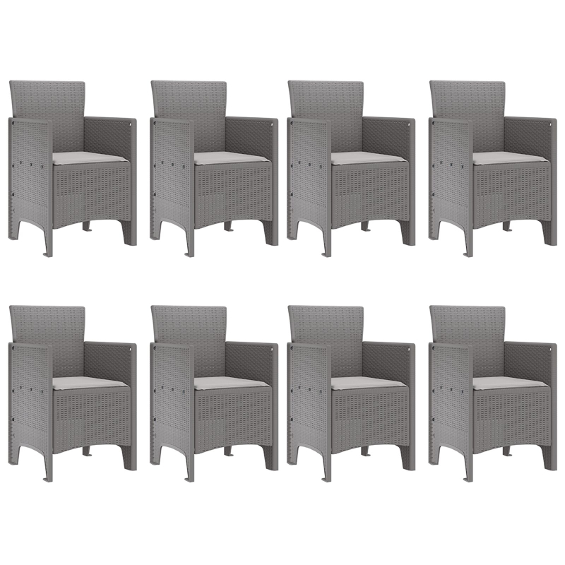 9-teiliges Garten-Ess-Set mit Kissen Weiß Poly Rattan