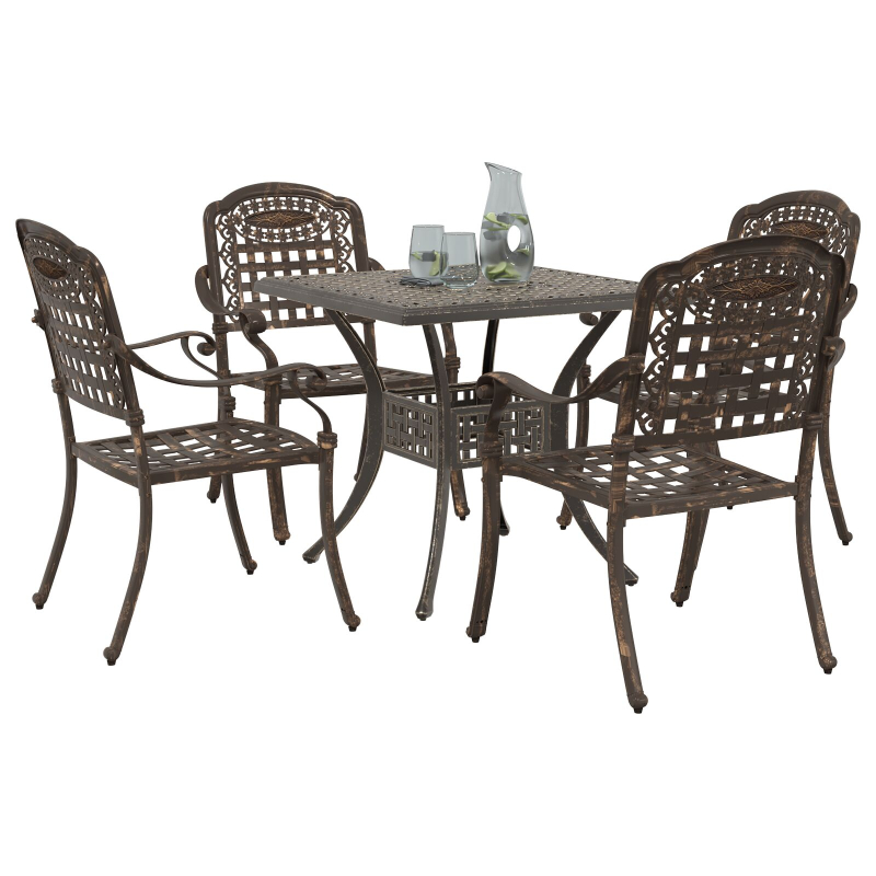 5-teiliges Garten Bistro Set aus Gusseisen