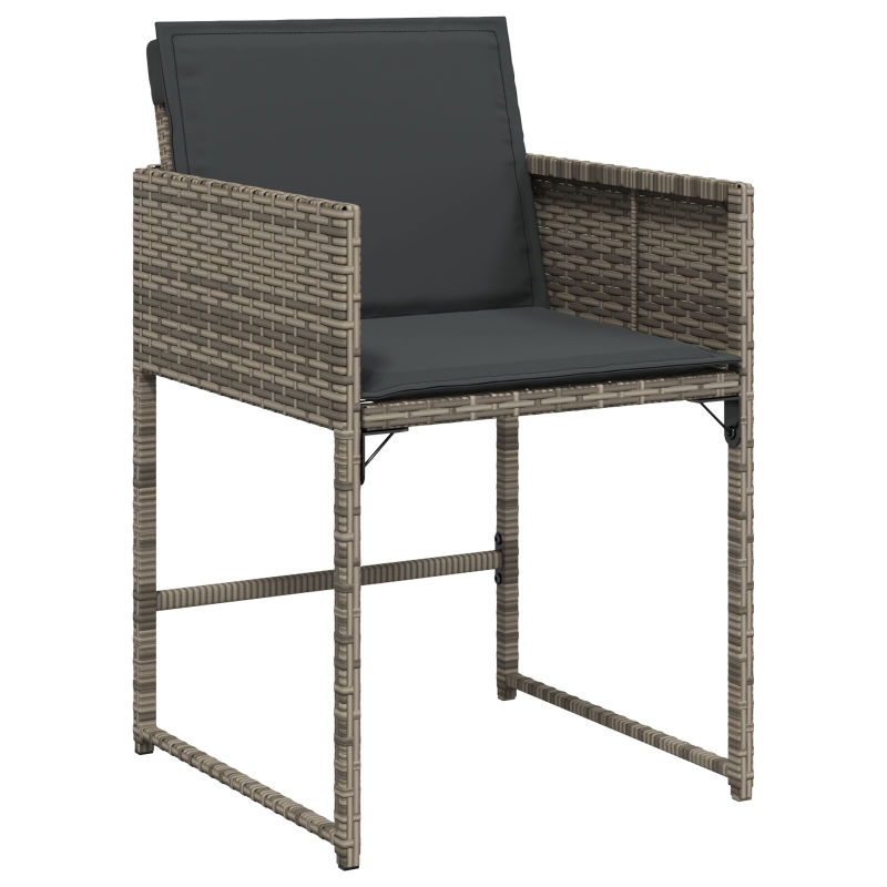 5-teiliges Garten Essset mit Kissen aus grauem Poly-Rattan