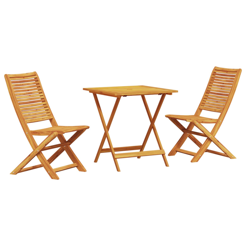 3-teiliges Faltbistro-Set aus massivem Akazienholz