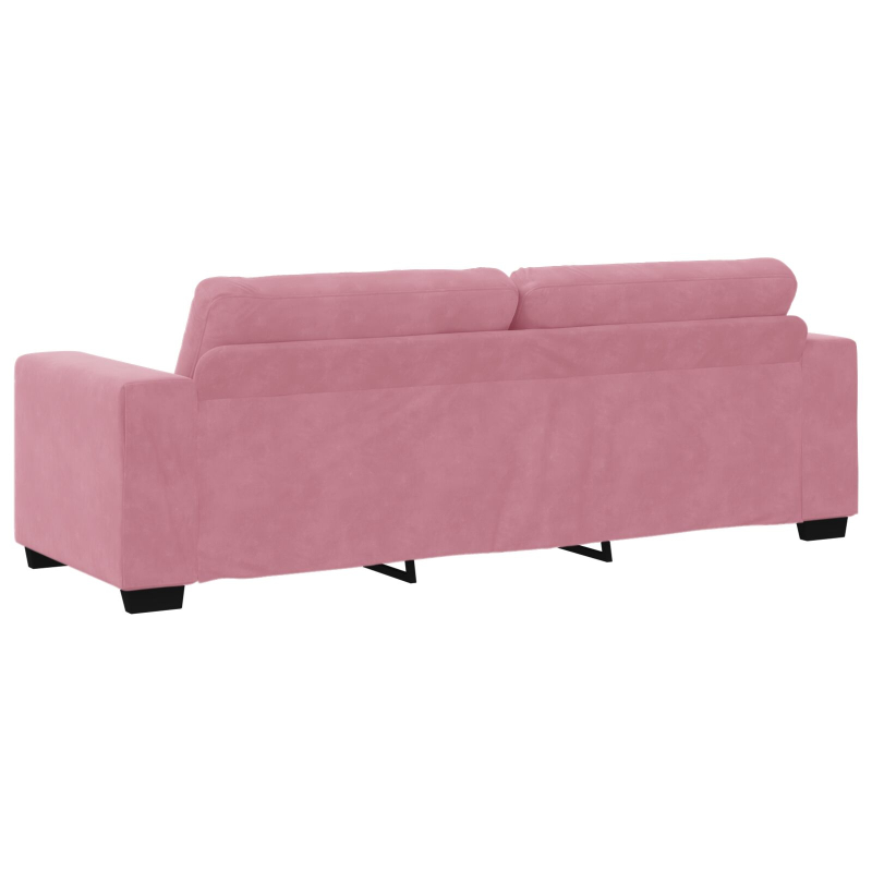 3-teiliges Sofaset mit Kissen, rosa Samt