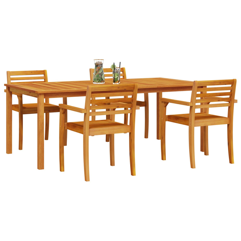 7-teiliges Gartentisch-Set aus massivem Holz-Akazie